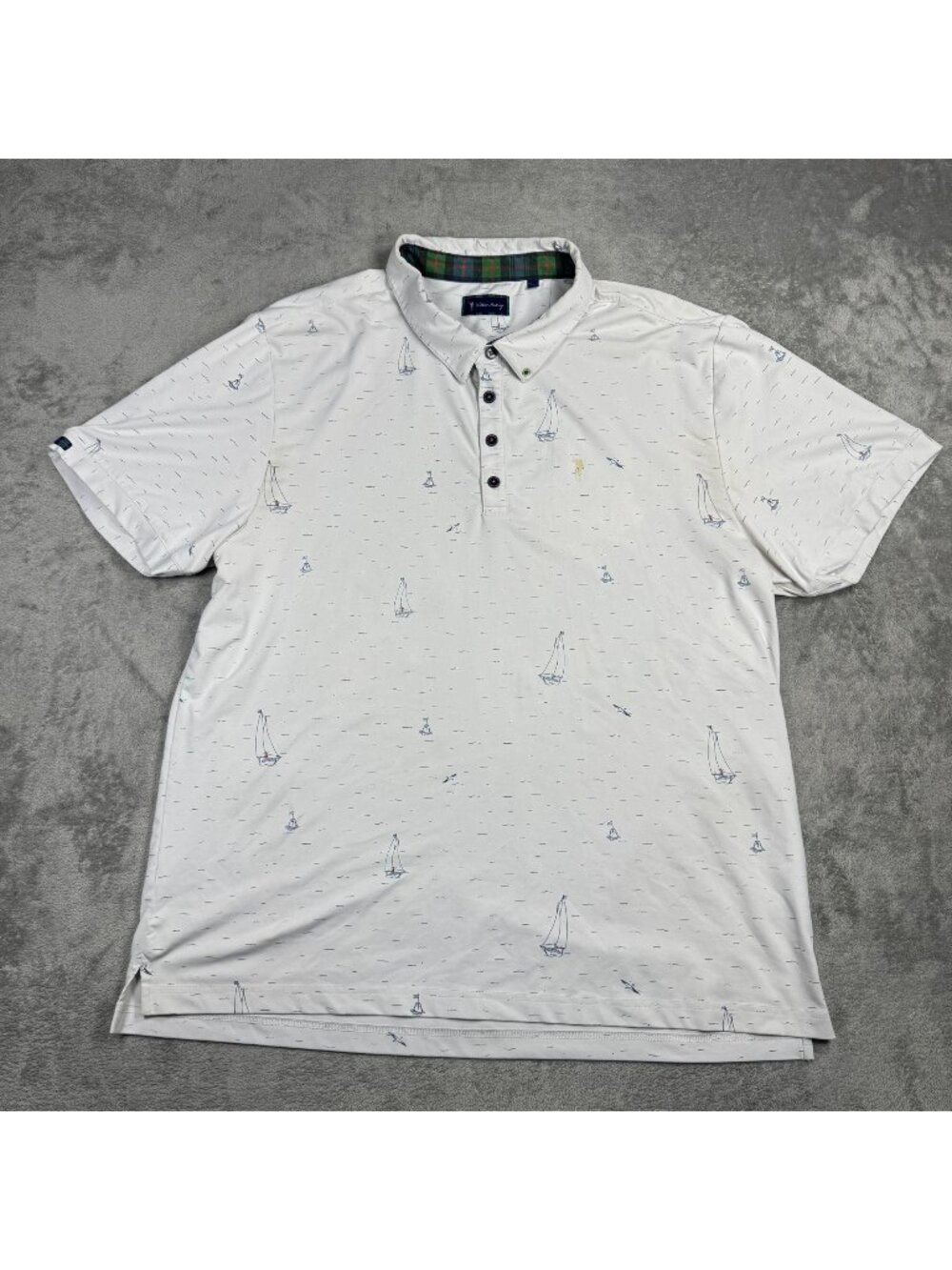 William Murray Golf Polo Mens XXL White Sailing AOP Performance Stretch Shirt